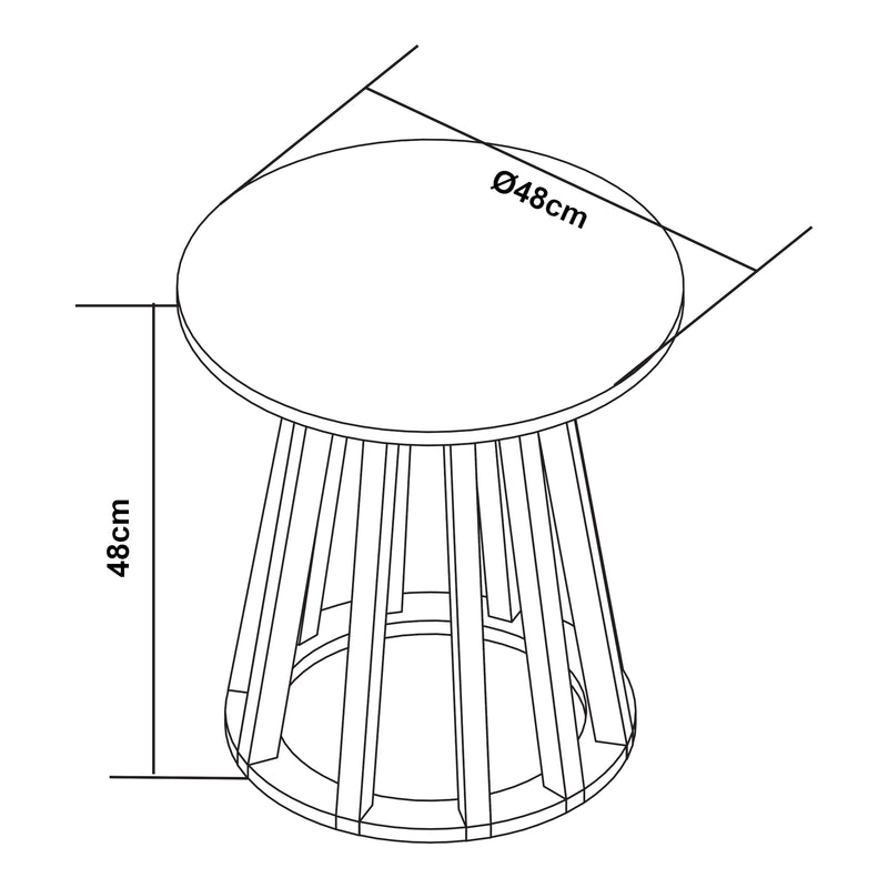Croquis coté Table d'appoint Lensuu effet chêne / vert pastel [en.casa]
