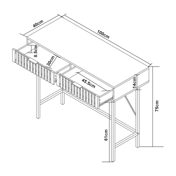 Console Luniehti 100x40x75 cm Noir/Nature [en.casa]