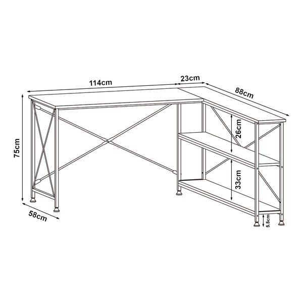 Bureau Raundsvalt 137 x 88 x 75 cm noir [en.casa]