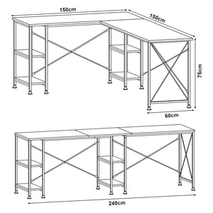 Bureau Klirurud 150 x 150 x 75 cm effet chêne noir [en.casa] 