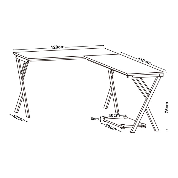 Bureau Tarielarg avec support PC en forme de L 158x120x75 cm aspect chêne [en.casa]