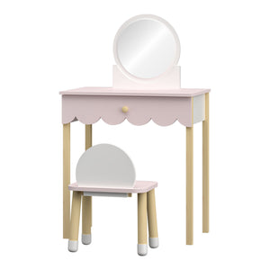 Table de maquillage pour enfants avec chaise Vestnes rose blanc [en.casa] 