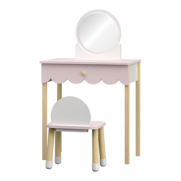 Table de maquillage pour enfants avec chaise Vestnes rose blanc [en.casa] 