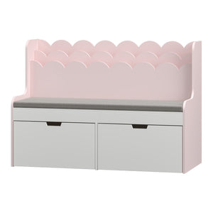 Banc pour enfants avec étagère Vestnes 100x45x70 cm Cotton Candy/Blanc [en.casa]