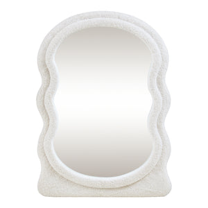 Miroir mural Brummen avec cadre en tissu Teddy 80x60 cm Blanc [en.casa]