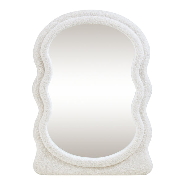 Miroir mural Brummen avec cadre en tissu Teddy 80x60 cm Blanc [en.casa]