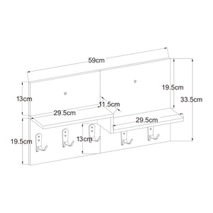 Portemanteau mural Botaruvn avec 2 étagères 34 x 59 x 13 cm beige / blanc [en.casa]