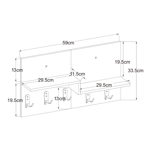 Portemanteau mural Botaruvn avec 2 étagères 34 x 59 x 13 cm beige / blanc [en.casa]