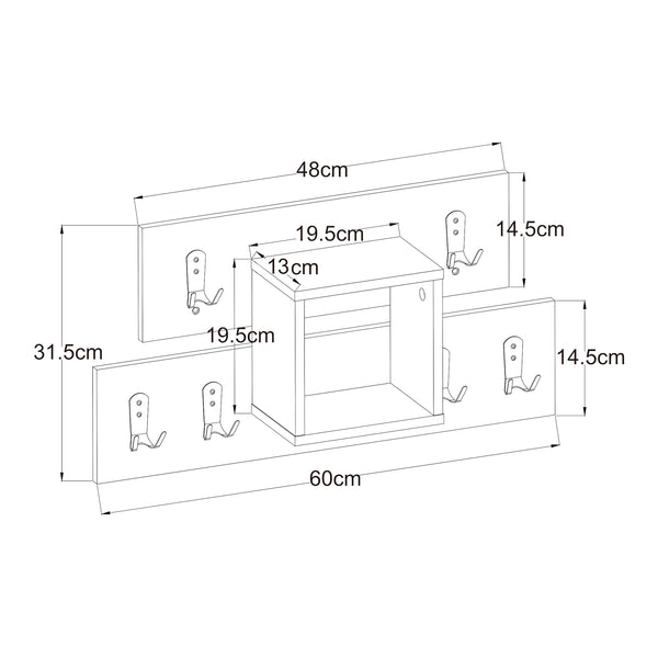 Porte-manteau mural Vänd avec compartiment de rangement 32x60x14 cm Blanc [en.casa]