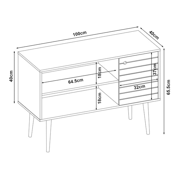 Meuble TV Vare 100 x 40 x 66 cm blanc / jaune [en.casa] 