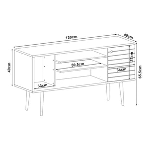 Meuble TV Vare 130x40x66 cm Blanc [en.casa]