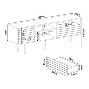 Meuble TV Vare 165 x 40 x 66 cm blanc effet noyer [en.casa]