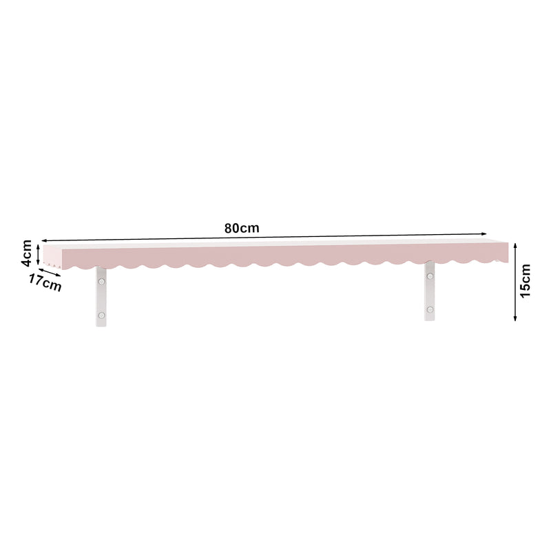 Croquis coté Lot de 2 étagères murales Vestnes 80 x 17 x 4 cm rose [en.casa]