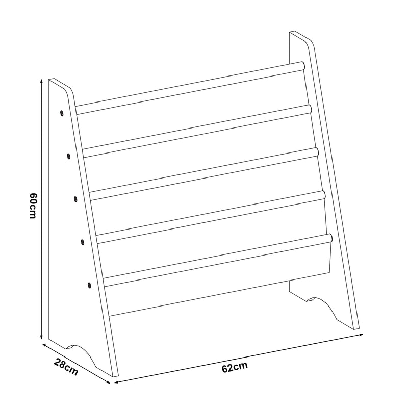 Croquis coté Bibliothèque pour enfants Hornnes 60 x 62 x 28 cm à motif aqua dream [en.casa] 