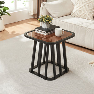 Table d'appoint Burgess 51x51x51 cm Noir/Aspect noyer [en.casa]