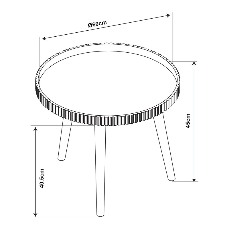 Croquis coté Table basse Bongard 45 x Ø 60 cm blanc [en.casa]