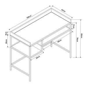 Bureau Belana 100x43x82 cm Noir/Aspect chêne [en.casa]