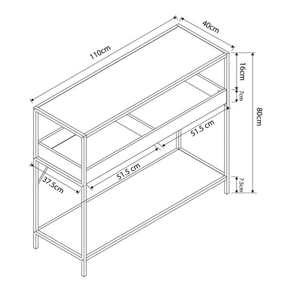 Console Belana 110x40x80 cm Noir/Aspect chêne [en.casa]