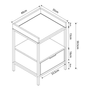 Table de chevet Belana 51x40x35 cm Noir/Aspect chêne [en.casa]