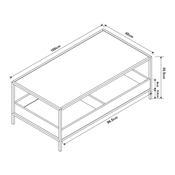 Table basse Belana 100x48x39 cm Noir/Aspect chêne [en.casa]