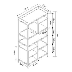 Étagère autoportante Belana 137 x 70 x 33 cm noir / effet chêne [en.casa] 
