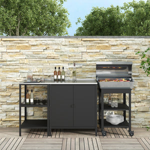 Ensemble d'extérieur Bolognano Étagère armoire et desserte Noir mat [casa.pro]