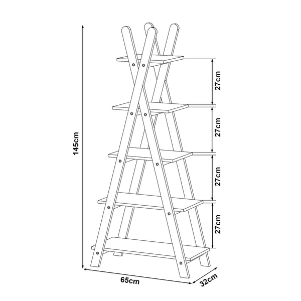 Bibliothèque pour enfants Vanlilu 145 x 65 x 32 cm naturel blanc [en.casa]