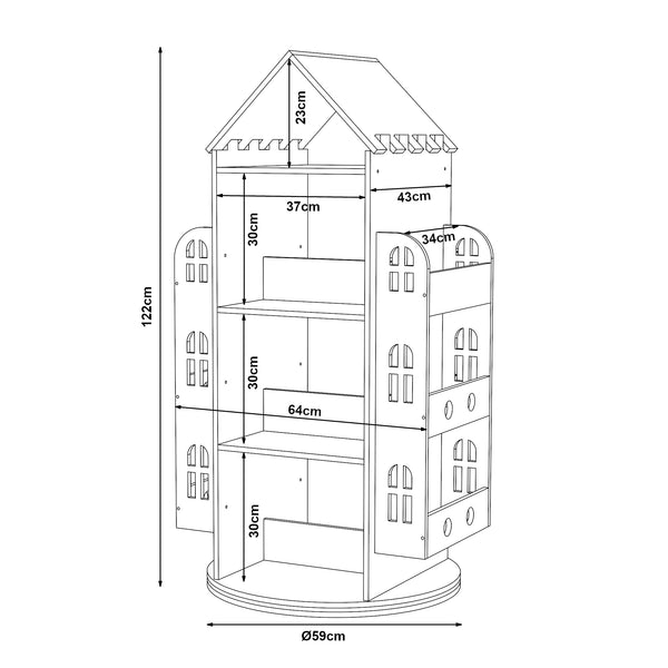 Étagère tournante pour enfants Sanköre 122x64x43 cm Bois de pin naturel [en.casa]