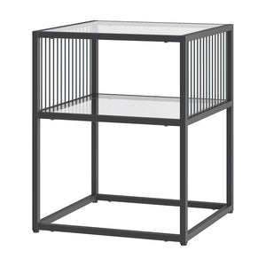 Table d'appoint Tronevn avec plateau en verre 50x40x40 cm Noir [en.casa]