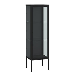 Vitrine Borshavisa 116x34x30 cm Acier Noir [en.casa]