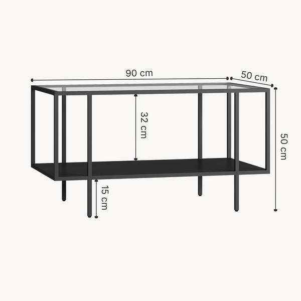 Table basse Nynna 90x50x50 cm Noir [en.casa]