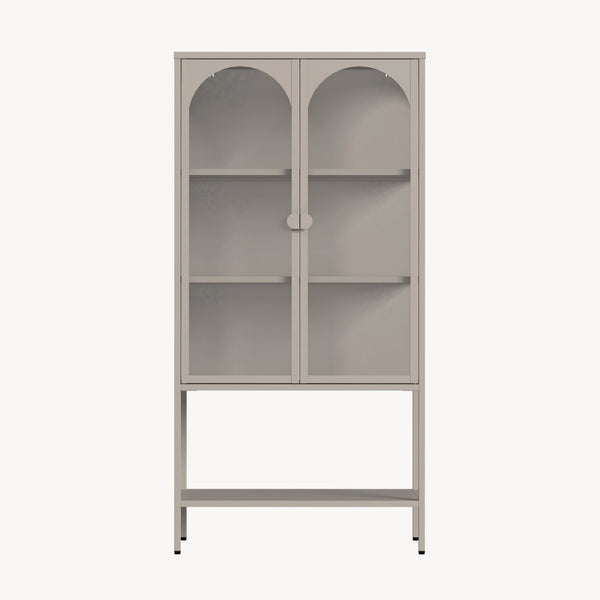 Armoire vitrine Klippestad acier verre trempé 160 x 80 x 35 cm camel [en.casa]