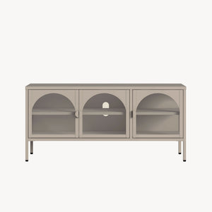 Buffet vitrine Klippestad acier verre 118 x 35 x 55 cm camel [en.casa]