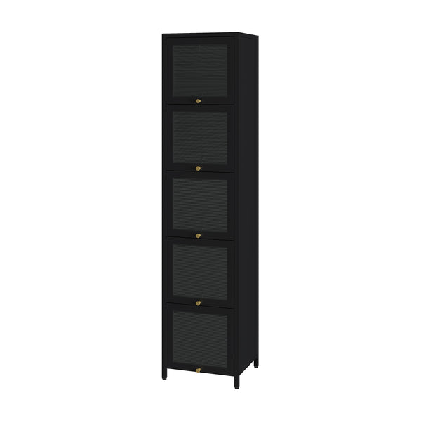 Armoire vitrine Ostersund acier 174 x 40 x 35 cm noir [en.casa]