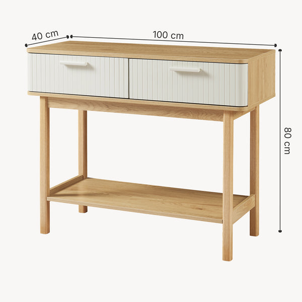 Table console Ferrersp 100 x 40 x 80 cm effet chêne / couleur sable [en.casa]