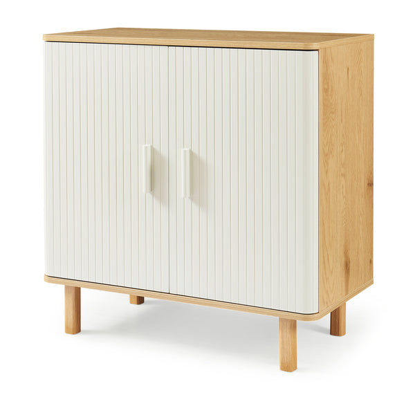 Buffet Ferrersp avec 2 portes 80x80x40 cm aspect chêne / couleur sable [en.casa]
