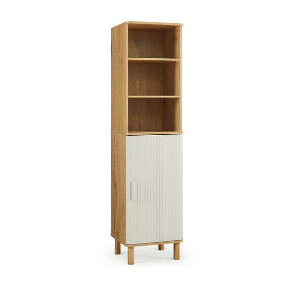 Armoire haute Ferrersp 160x42x35 cm aspect chêne / couleur sable [en.casa]