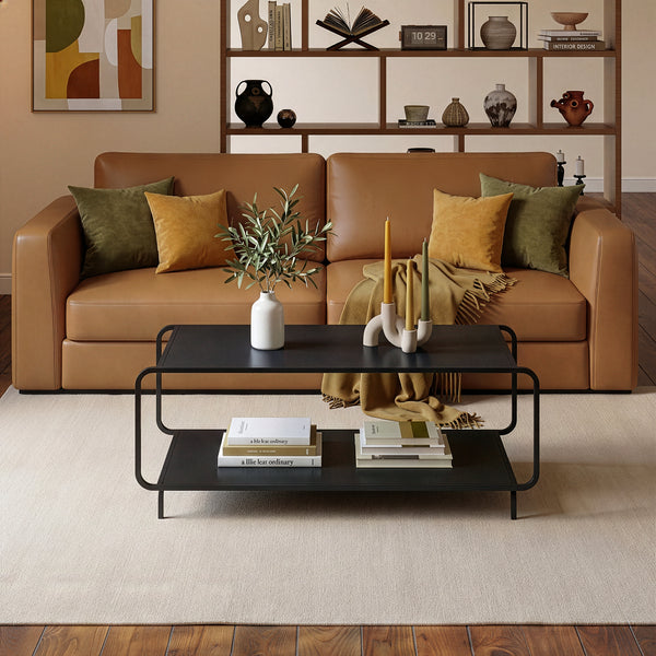 Table basse Færder 115x50x45 cm Acier Noir [en.casa]