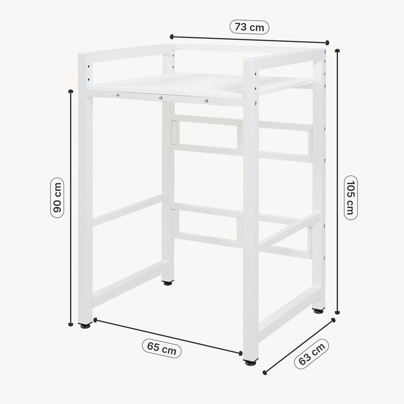 Croquis coté Étagère pour lave-linge Hökangend 105 x 73 x 63 cm blanc [en.casa]