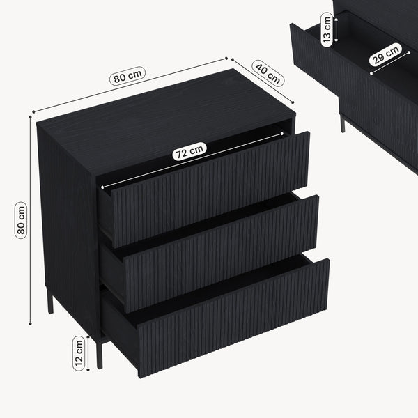 Commode Nykapin 80 x 80 x 40 cm noir [en.casa]