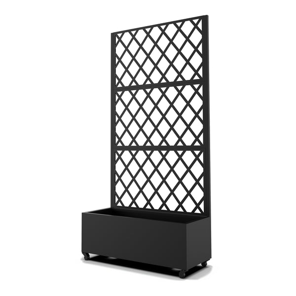 Cloison Malja avec bac à fleurs en acier 190x82x38 cm Noir [casa.pro]