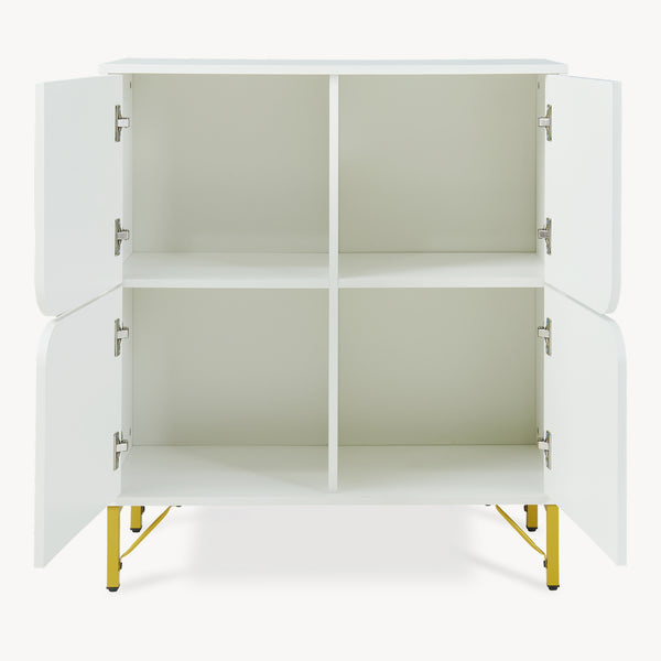 Commode Reyri 90 x 80 x 35 cm blanc / doré [en.casa]