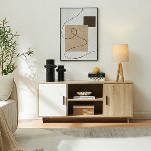 Meuble TV Kenta 120x39x52 cm aspect chêne Sonoma/blanc [en.casa]