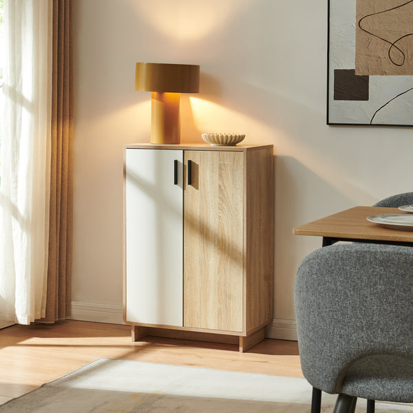 Armoire basse Kenta 90 x 60 x 35 cm effet chêne sonoma blanc [en.casa]