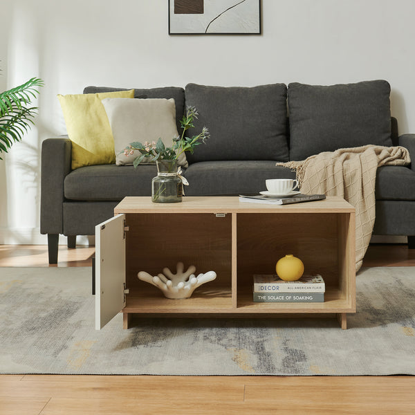 Table basse Kenta 80x45x40 cm aspect chêne Sonoma/blanc [en.casa]