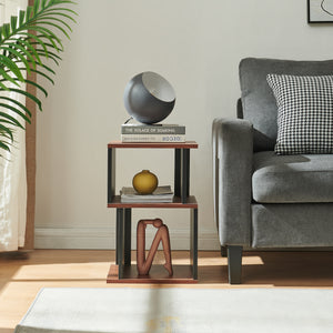Table d'appoint 'Trond' avec 2 compartiments ouverts 50 x 33 x 29 cm Noir/effet noyer