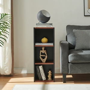 Bibliothèque Trond 80 x 30 x 23 cm noir / effet noyer [en.casa]