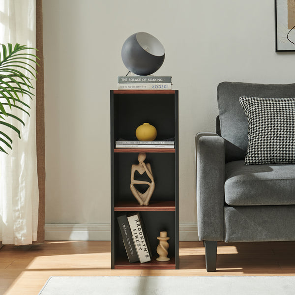 Bibliothèque Trond 80 x 30 x 23 cm noir / effet noyer [en.casa]