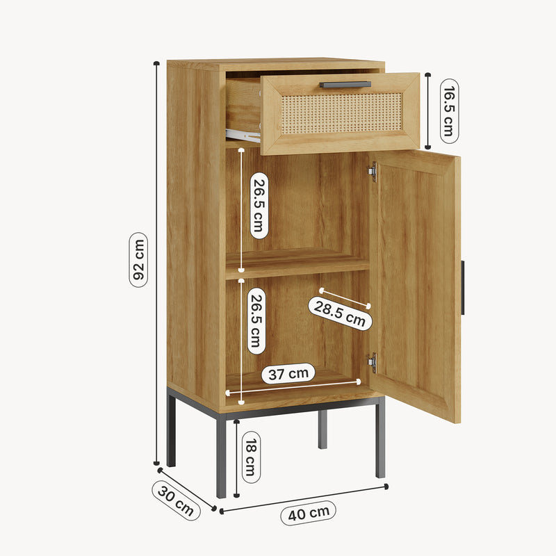 Croquis coté Armoire de salle de bain Marhasa 92 x 40 x 30 cm effet chêne / noir [en.casa]