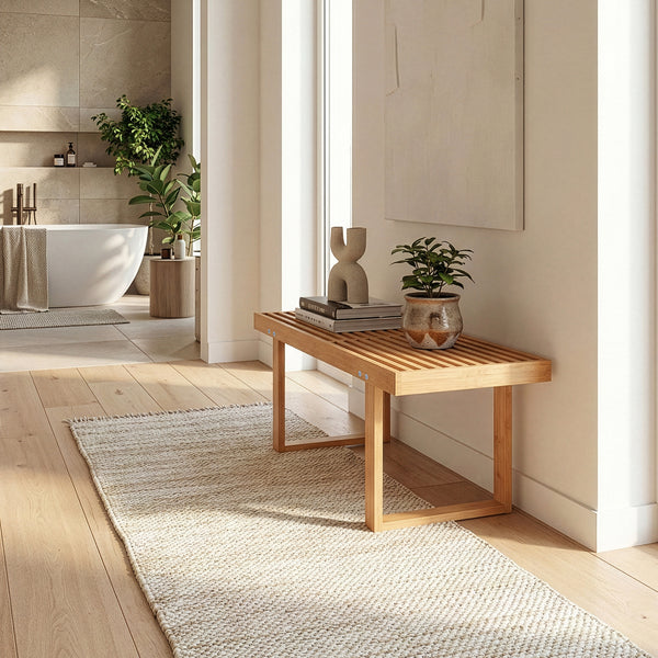 Banc à chaussures Aarela bambou 91 x 41 x 38 cm naturel [en.casa]